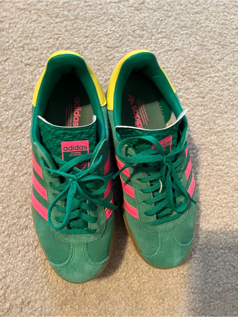 adidas Women’s Gazelle Bold Athletic Sneakers in Pink/Green with platform - Picture 2 of 7